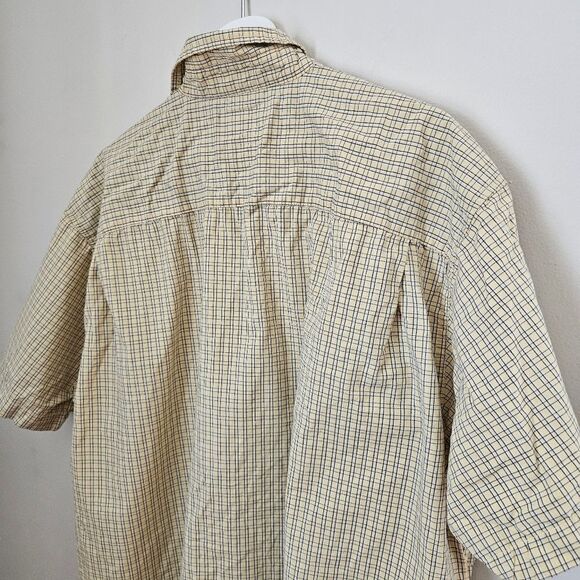 Wrangler Shirt Button Down Light Yellow Plaid Short Sleeve Wrinkle Resist Casual - Picture 6 of 11